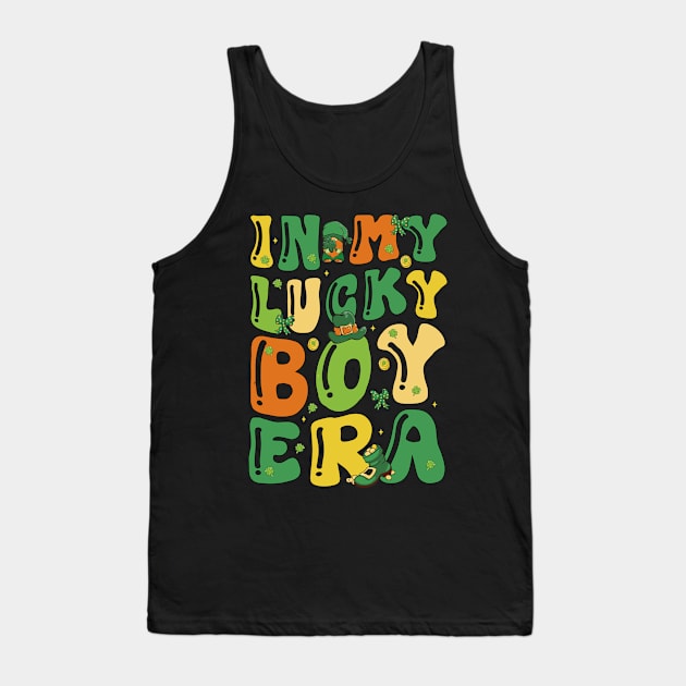 In My Lucky Boy Era Funny Saint Patricks Day Shamrock Groovy Tank Top by JUST PINK